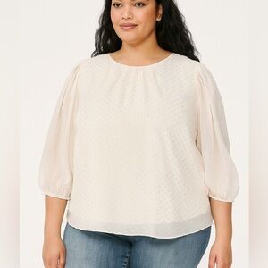 Vince Camuto White with Gold Deskgn Women's Blouse